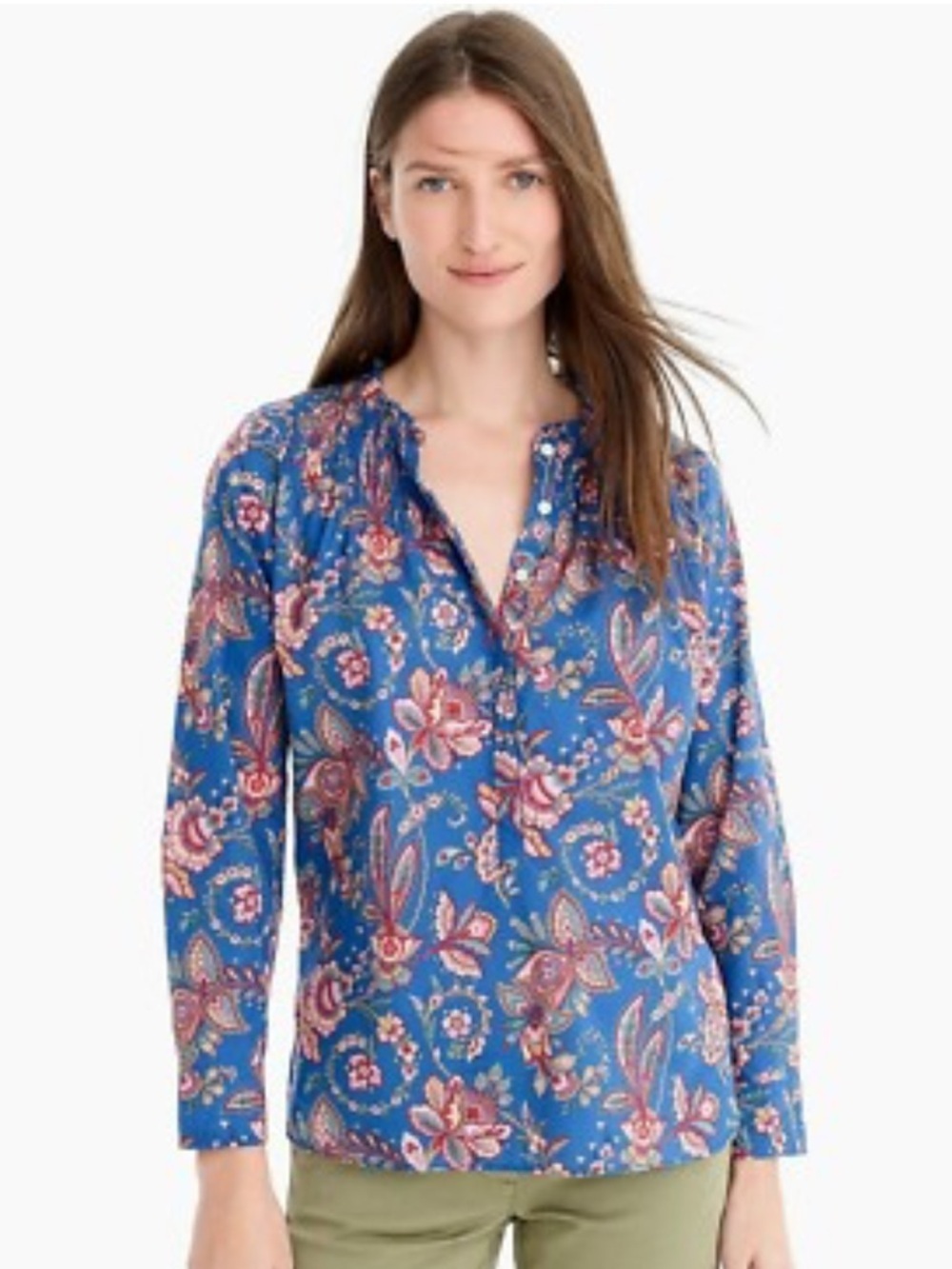 J. Crew Liberty Flora Belle Print Ruffle Classic Popover Top